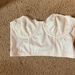 Adika white lace small crop top